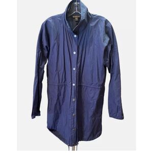 Tommy Bahama Womens Sz M Holliston Anorak rain jacket Navy Blue Drawstring  snap